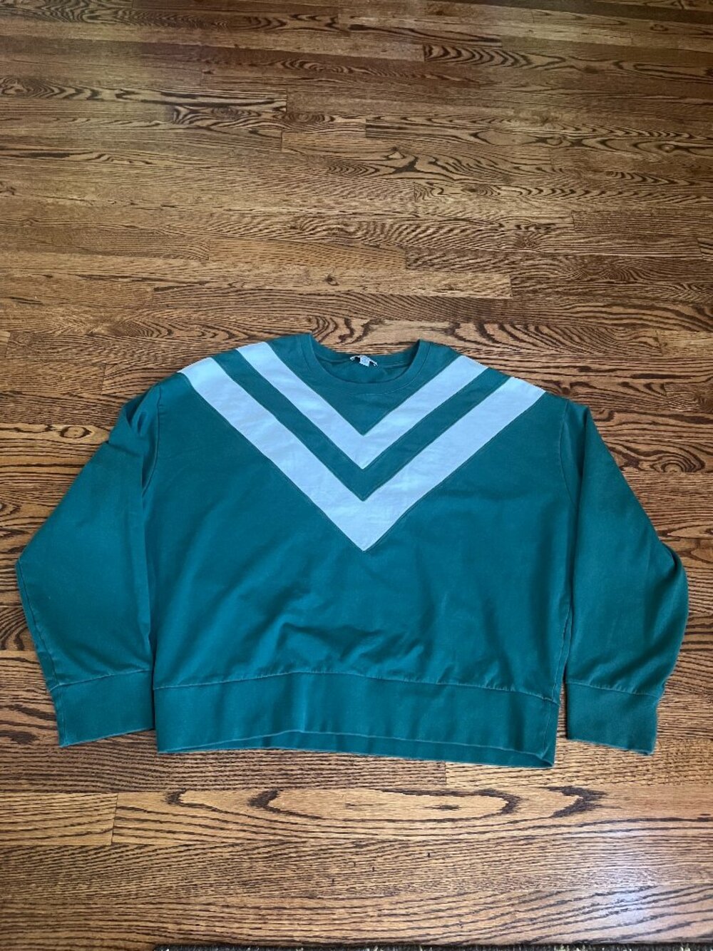 Evereve green Juno chevron varsity sweatshirt womens XL pima cotton pullover Top